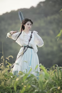 YiTuYu Vol.8273: Chun Yu – Ethereal Wuxia Beauty and Serene Warrior at Sunset - image 2