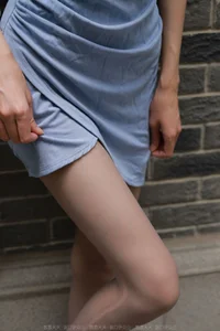 IESS Model Tuantuan in Elegant Gray Silk Stockings and Blue Mini Skirt Fashion Collection - image 10