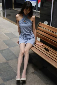 IESS Model Tuantuan in Elegant Gray Silk Stockings and Blue Mini Skirt Fashion Collection - image 74