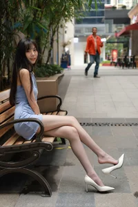 IESS Model Tuantuan in Elegant Gray Silk Stockings and Blue Mini Skirt Fashion Collection - image 73