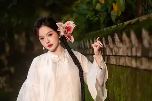 Captivating Asian Beauty: Discover the Ethereal Charm of a Maiden in White with a Blossom in Her Hair. - image 7
