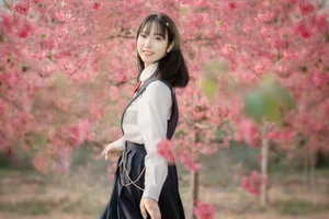 Elegant Spring Portraiture: Jian Xiao Cheng in Art Language Vol.9389 – Serenity Under the Red Cherry Tree - image 6