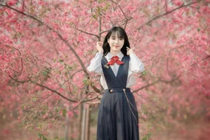 Elegant Spring Portraiture: Jian Xiao Cheng in Art Language Vol.9389 – Serenity Under the Red Cherry Tree - image 9
