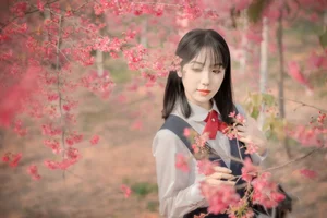 Elegant Spring Portraiture: Jian Xiao Cheng in Art Language Vol.9389 – Serenity Under the Red Cherry Tree - image 16