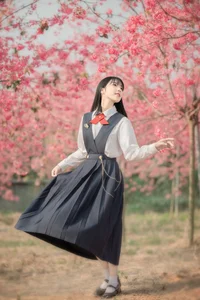 Elegant Spring Portraiture: Jian Xiao Cheng in Art Language Vol.9389 – Serenity Under the Red Cherry Tree - image 23