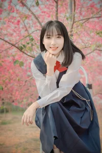 Elegant Spring Portraiture: Jian Xiao Cheng in Art Language Vol.9389 – Serenity Under the Red Cherry Tree - image 0