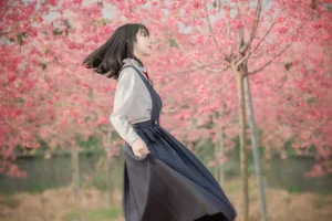Elegant Spring Portraiture: Jian Xiao Cheng in Art Language Vol.9389 – Serenity Under the Red Cherry Tree - image 13