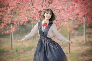 Elegant Spring Portraiture: Jian Xiao Cheng in Art Language Vol.9389 – Serenity Under the Red Cherry Tree - image 1