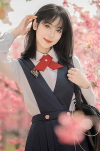 Elegant Spring Portraiture: Jian Xiao Cheng in Art Language Vol.9389 – Serenity Under the Red Cherry Tree - image 12