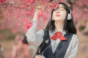 Elegant Spring Portraiture: Jian Xiao Cheng in Art Language Vol.9389 – Serenity Under the Red Cherry Tree - image 10