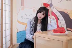 Charming Schoolgirl in Uniform: A Glimpse into Summer Reverie - image 3