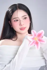 Serene Beauty of a Gentle Girl Explore Pure Charm and Dreamy Aura in a Minimalist Portrait - image 1