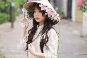 VGU No.143: Discover the Ethereal Beauty of a Vietnamese Girl in Ao Dai and Floral Conical Hat - image 13