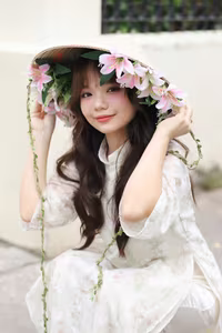 VGU No.143: Discover the Ethereal Beauty of a Vietnamese Girl in Ao Dai and Floral Conical Hat - image 7