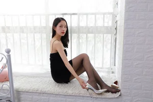 Elegant Mei Zi in Black Slip Dress - IESS Chinese Model Photography Collection - image 70