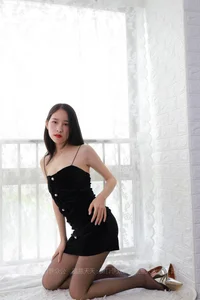 Elegant Mei Zi in Black Slip Dress - IESS Chinese Model Photography Collection - image 94