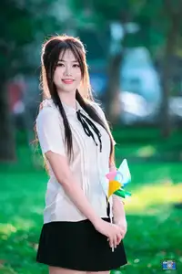 Radiant Youth: Vietnamese Girl's Bright Smile with Pinwheel in Golden Sunlight - image 2