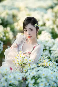 VGU No.191 1000024575: A Girl's Gentle Charm Amidst Pristine White Daisies in Winter. - image 13