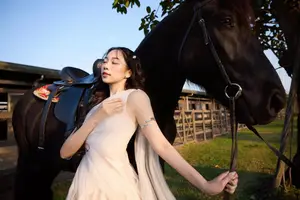 Elegant Beauty: Graceful Girl with a Majestic Black Horse - image 5