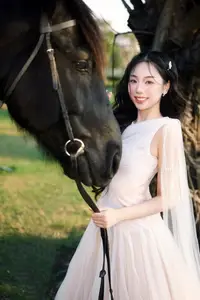 Elegant Beauty: Graceful Girl with a Majestic Black Horse - image 4