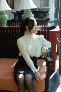 Urban Sophistication: Wanping in Black Hosiery at the Coffee House - image 9