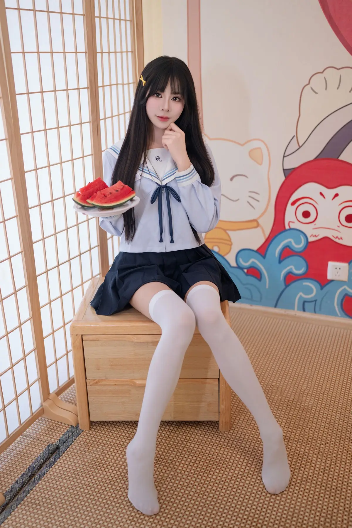Charming Schoolgirl in Uniform: A Glimpse into Summer Reverie