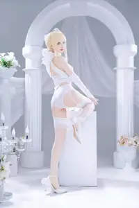FGO Saber Bride: Shika XiaoLuLu Shines in Pristine White Wedding Dress - A Game Muse Brought to Life - image 17