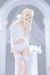 FGO Saber Bride: Shika XiaoLuLu Shines in Pristine White Wedding Dress - A Game Muse Brought to Life - image 4