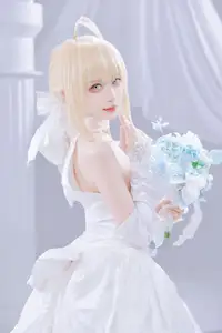FGO Saber Bride: Shika XiaoLuLu Shines in Pristine White Wedding Dress - A Game Muse Brought to Life - image 13
