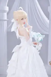 FGO Saber Bride: Shika XiaoLuLu Shines in Pristine White Wedding Dress - A Game Muse Brought to Life - image 5