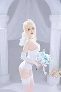 FGO Saber Bride: Shika XiaoLuLu Shines in Pristine White Wedding Dress - A Game Muse Brought to Life - image 10