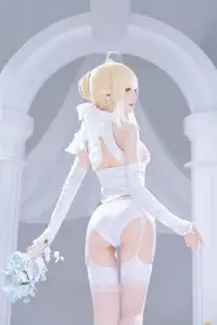 FGO Saber Bride: Shika XiaoLuLu Shines in Pristine White Wedding Dress - A Game Muse Brought to Life - image 6