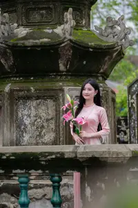 Elegant Vietnamese Beauty Amidst Ancient Architecture - image 0