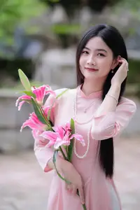 Elegant Vietnamese Beauty Amidst Ancient Architecture - image 2