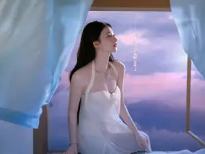 Wang Churan: Dreamy Beauty by the Sunset Window, Captivating Ethereal Moment - image 0