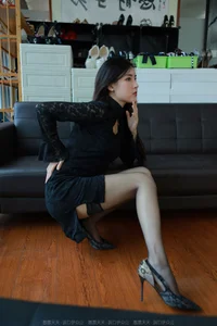 Elegant Hosiery Trends with IESS Model Xiaobao: A Closer Look at Semi-Cylinder Black Stocking Aesthetics - image 55