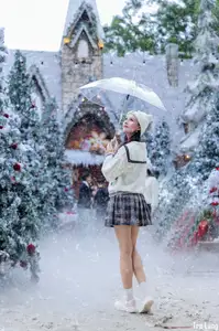 Charming Winter Girl Amidst Beautiful Christmas Snowfall - image 13
