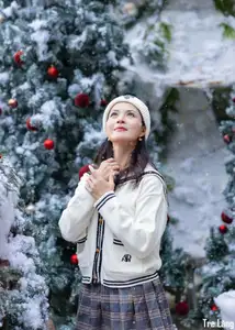 Charming Winter Girl Amidst Beautiful Christmas Snowfall - image 10