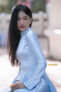 Elegant Turquoise Silk Ao Dai - Traditional Vietnamese Dress for Women (Product Code: a7dd42a8) - image 4