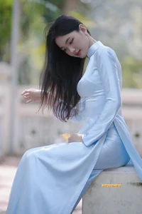 Elegant Turquoise Silk Ao Dai - Traditional Vietnamese Dress for Women (Product Code: a7dd42a8) - image 1