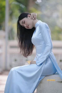 Elegant Turquoise Silk Ao Dai - Traditional Vietnamese Dress for Women (Product Code: a7dd42a8) - image 0