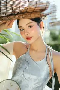East Asian Grace: Girl in Modernized Attire and Exquisite Hair Ornament - image 1