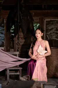 Captivating Asian Beauty Elegant Vietnamese Woman in Graceful Pink Attire - image 0
