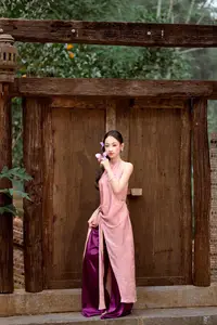 Captivating Asian Beauty Elegant Vietnamese Woman in Graceful Pink Attire - image 4