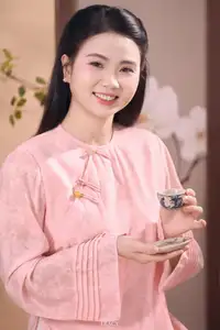 Radiant Smile of a Vietnamese Girl in Modern Ao Dai and Elegant Fan - image 2