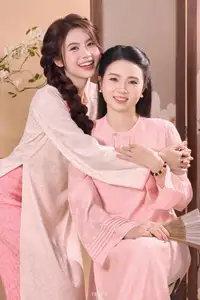 Radiant Smile of a Vietnamese Girl in Modern Ao Dai and Elegant Fan - image 3