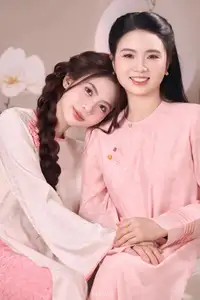 Radiant Smile of a Vietnamese Girl in Modern Ao Dai and Elegant Fan - image 6