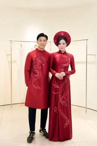 Elegant Bridal Visuals: Van Thanh’s Engagement Ao Dai Revealed - image 1