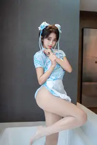 XiuRen Shi An An Alluring in Unique Blue Porcelain Cheongsam - 0017-7430948285 - image 30