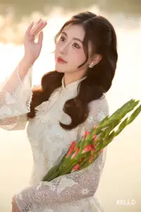 Graceful Ao Dai Vietnamese Beauty Shines Brightly By Serene Lake A Timeless Portrait - image 5